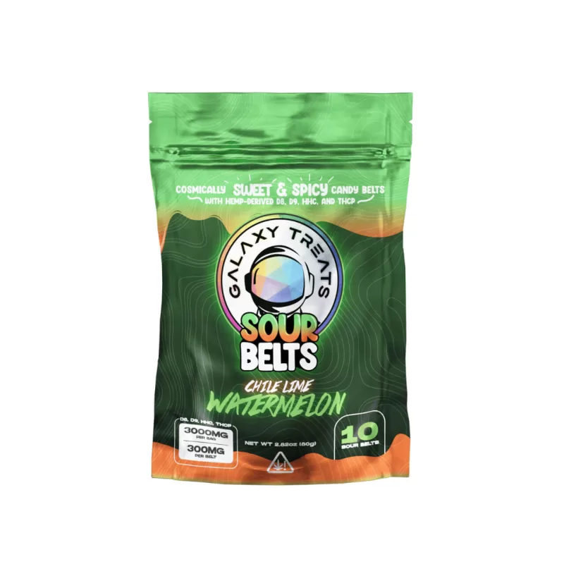 Galaxy Treats Sour Belt Delta 8 Delta 9 HHC THC-P Candy 300MG (Pack of 10 Count)