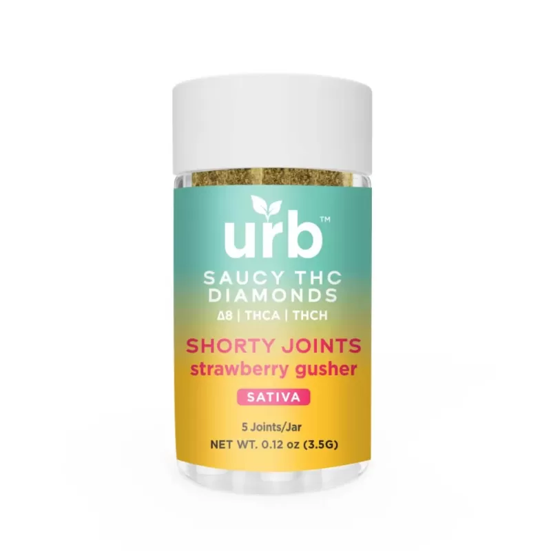 URB Saucy THC Diamonds Delta 8 THC-A THC-H Shorty Joints (Pack of 5 Joints)
