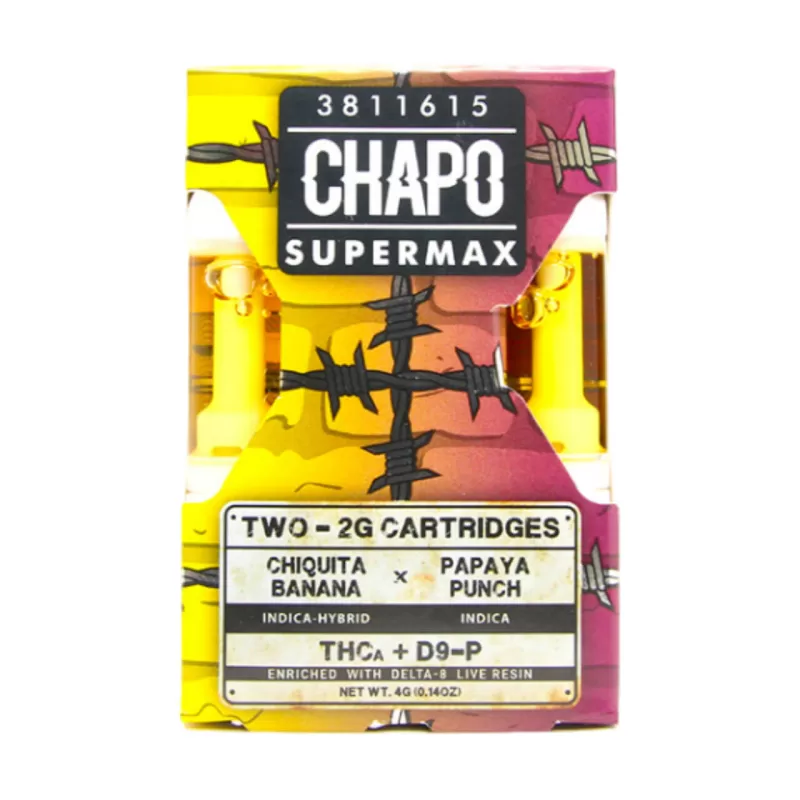 Chapo SuperMax Duo THC A Delta 9 Delta 8 Live Resin 2G Cartridge ( Pack of 2 )