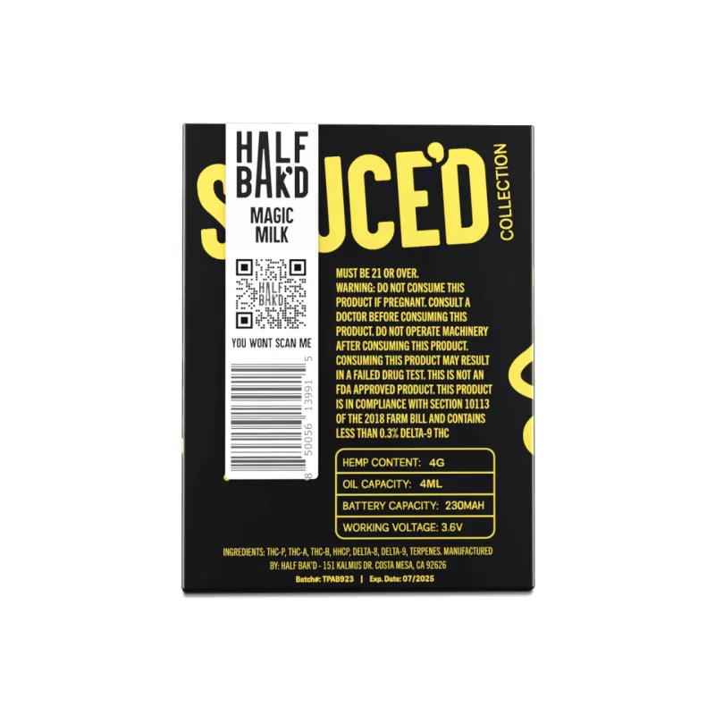 Half Bak'd Sauce'D THC-A THC-P THC-B Delta-9 Disposable - 4G