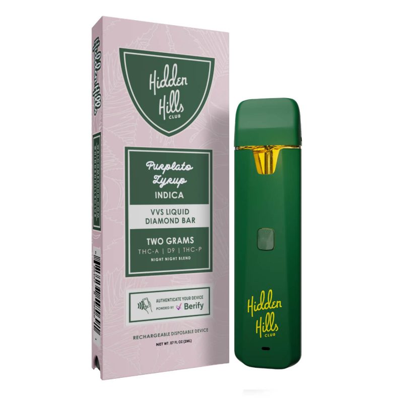 Hidden Hills Club Night Night Blend THC-A Delta-9 THC-P VVS Liquid Diamond Disposable - 2G